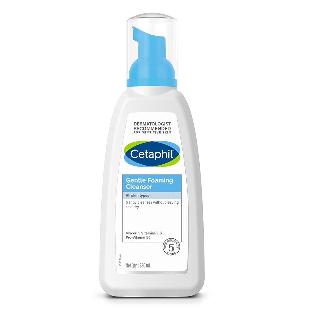 Cetaphil Gentle Foaming Cleanser for All Skin Types - 236 ml with Vitamin E, B5