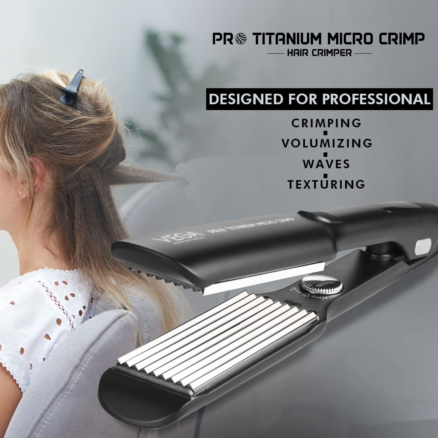 VEGA Professional Pro Titanium Crimp Titanium Hair Crimper - VPPMS-02 - Black - Image 5