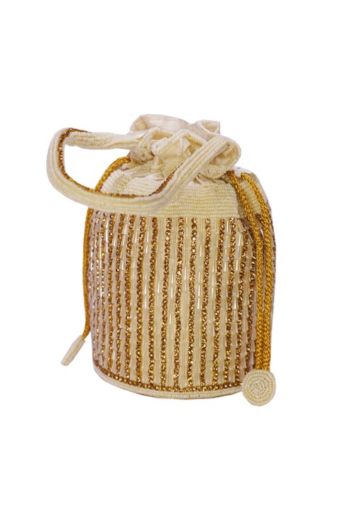 Cream And Golden Potli