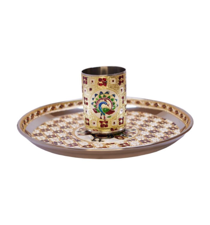 Meenakari Thali and Glass Set