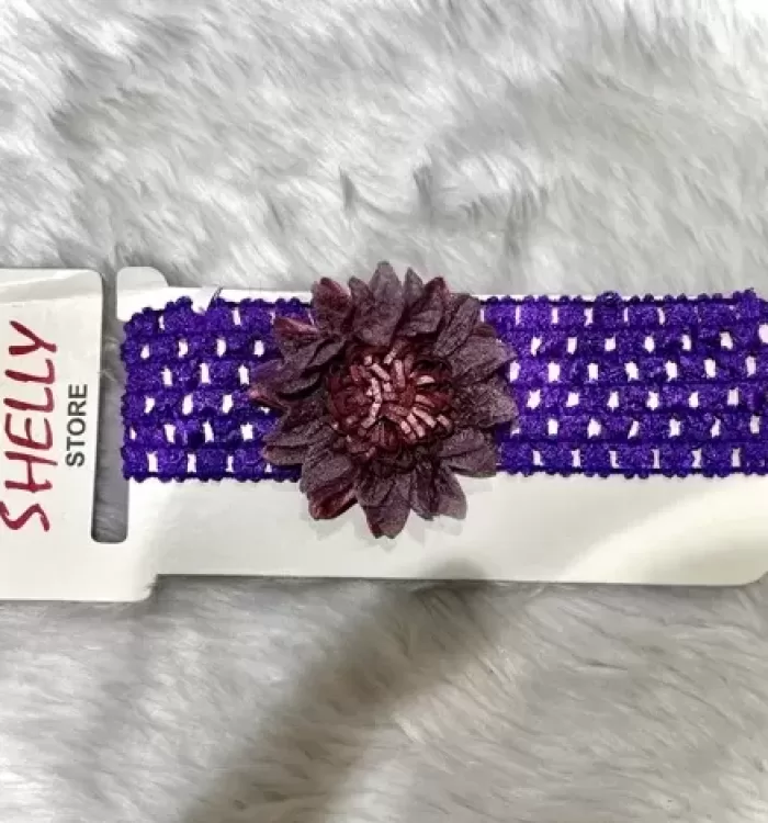 Purple Stretch Solid Lace Flower Baby Hairband