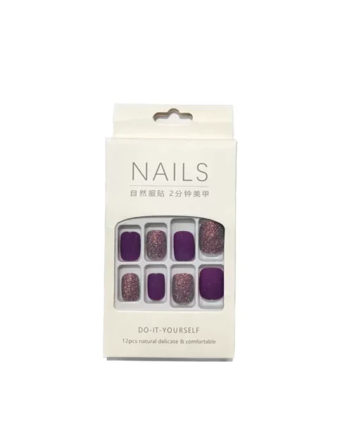 Purple Matte and Shimmer Nail Extensions