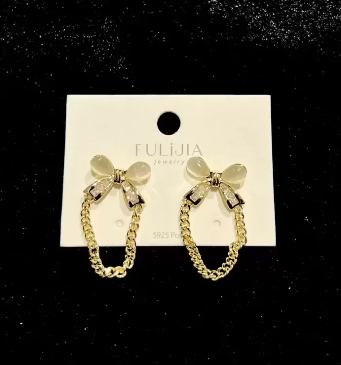 Bow Design Gold Plated Earrings