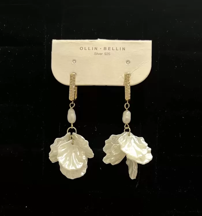 White Flower Petals Earrings