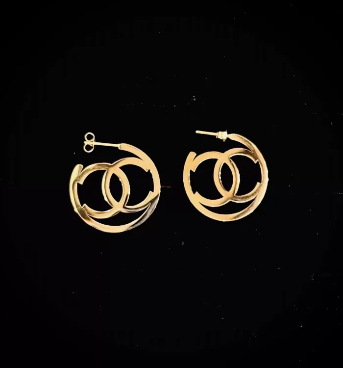 Shelly Exclusive CHANEL Design Rose Gold Plated Earring Hoops