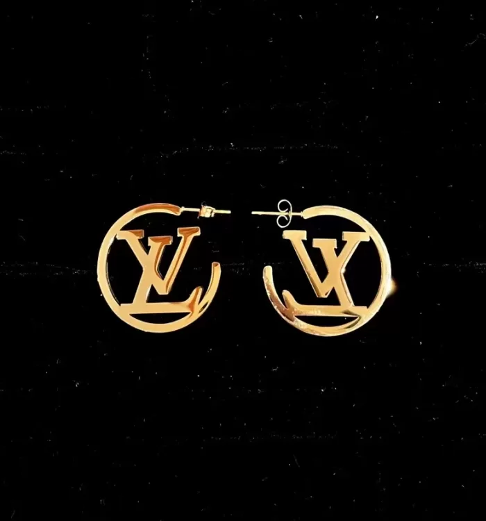 Shelly Exclusive LV Design Rose Gold Plated Earring Hoops