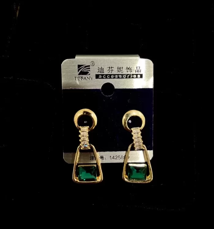 Emerald Stone Gold Plated Earrings