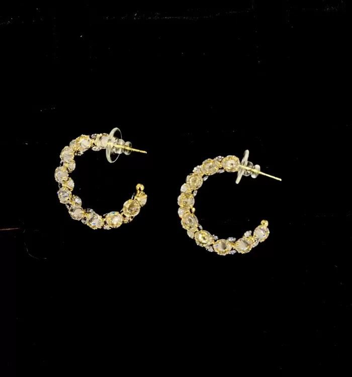 Gold Plated Diamond Earring Hoops