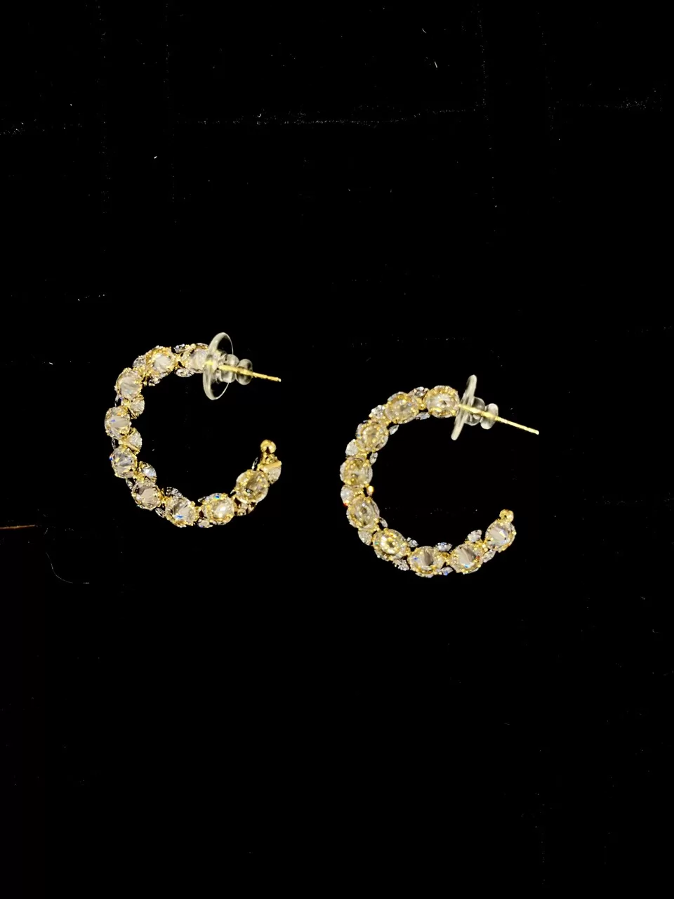 Gold Plated Diamond Earring Hoops
