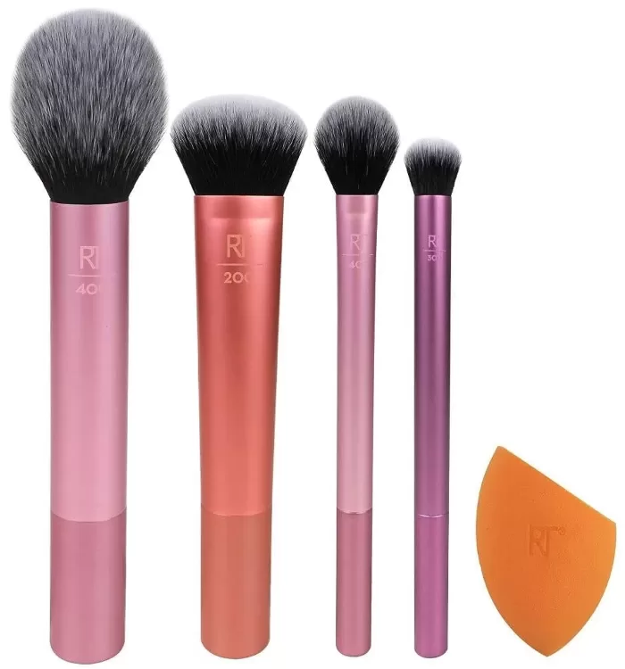 REAL TECHNIQUES Everyday Essentials Makeup Brush Set with Bonus Miracle Complexion Sponge