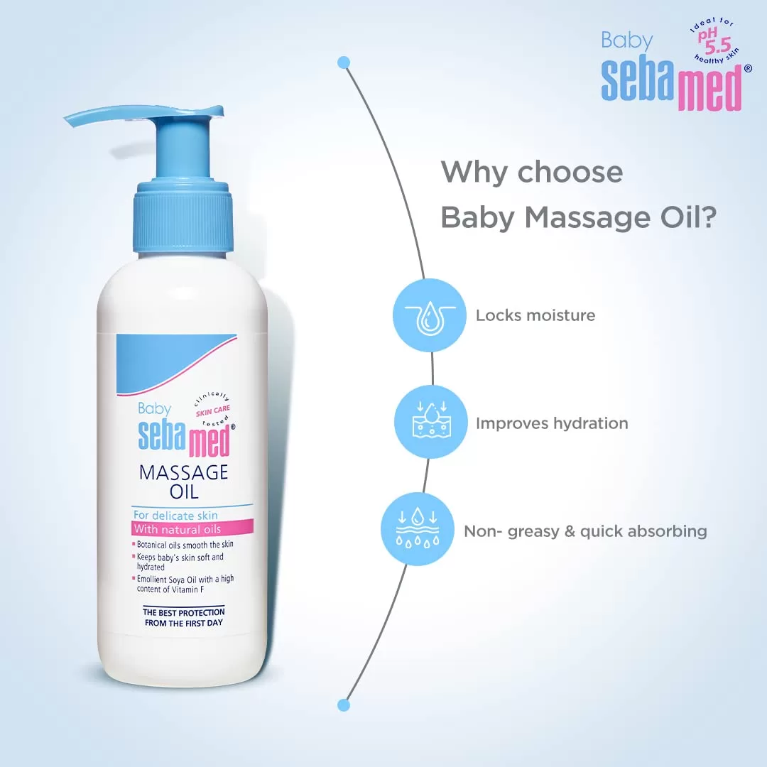 Sebamed Baby Massage Oil 150ml | Contains Soya Oil & Vitamin F | Non greasy | Does not solidify - Image 2