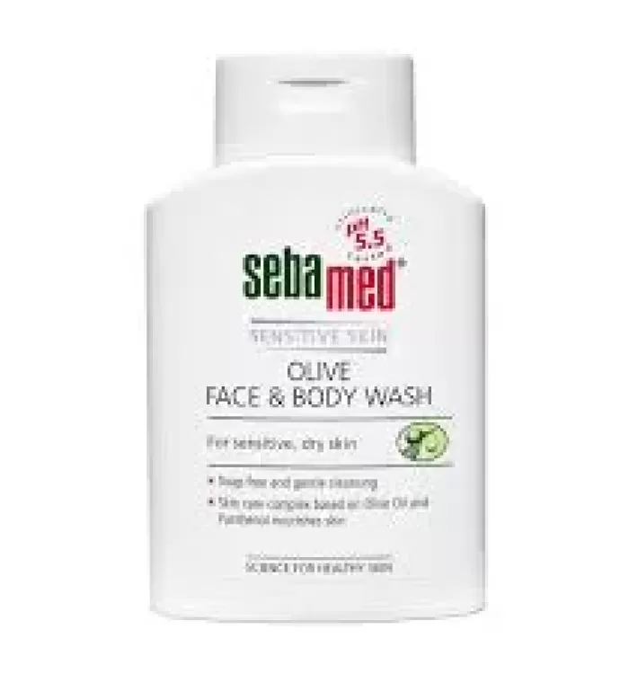 Sebamed Olive Face & Body Wash, PH 5.5, Soap Free, Sensitive Dry Skin, With Olive Oil & Panthenol 200ml