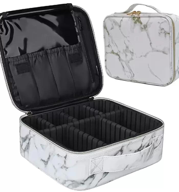 Newly Marble Look Makeup Vanity Kit Cosmetic Organiser Box – White