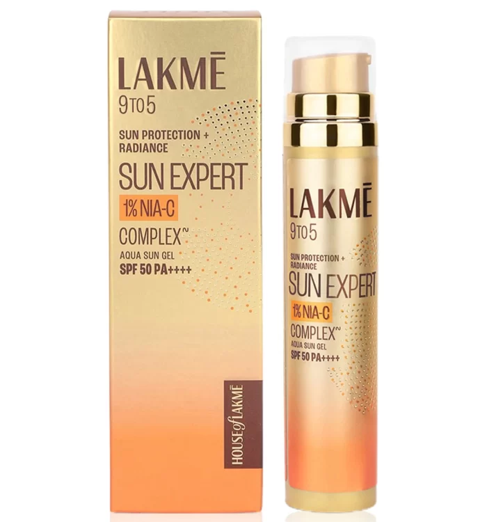 lakme 9to5 sun protection+radiance sun expert aqua sun gel