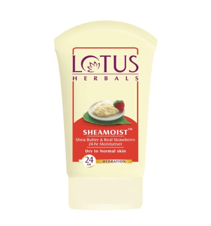 lotus herbals sheamoist real strawberry 24-hr moisturiser shea butter