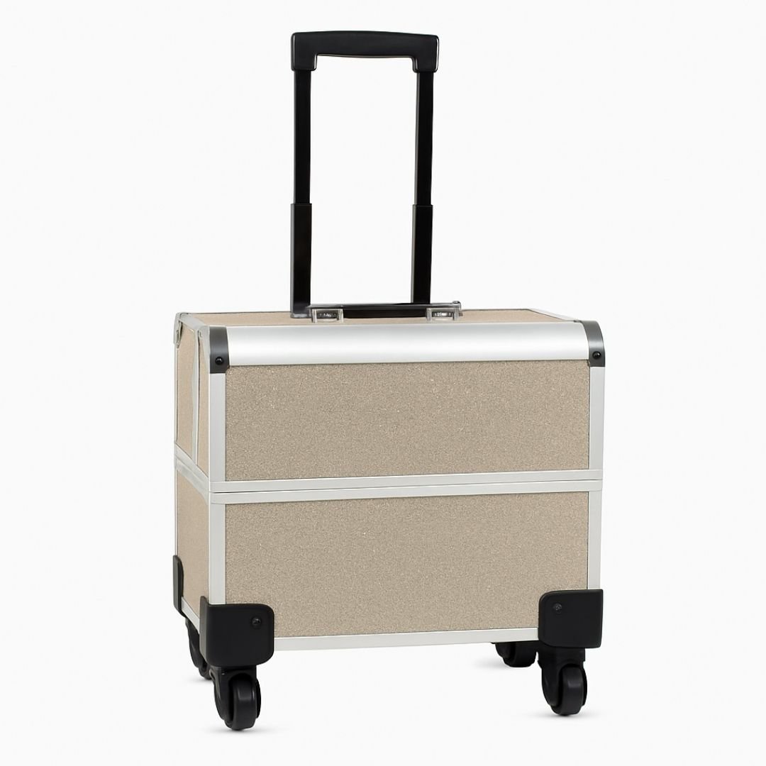 Aluminium Makeup Vanity Trolley - Golden Shimmer - Image 2