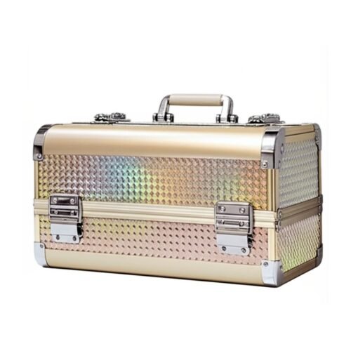 Aluminium Makeup Vanity Box Cosmetics Organizer – Golden Beige