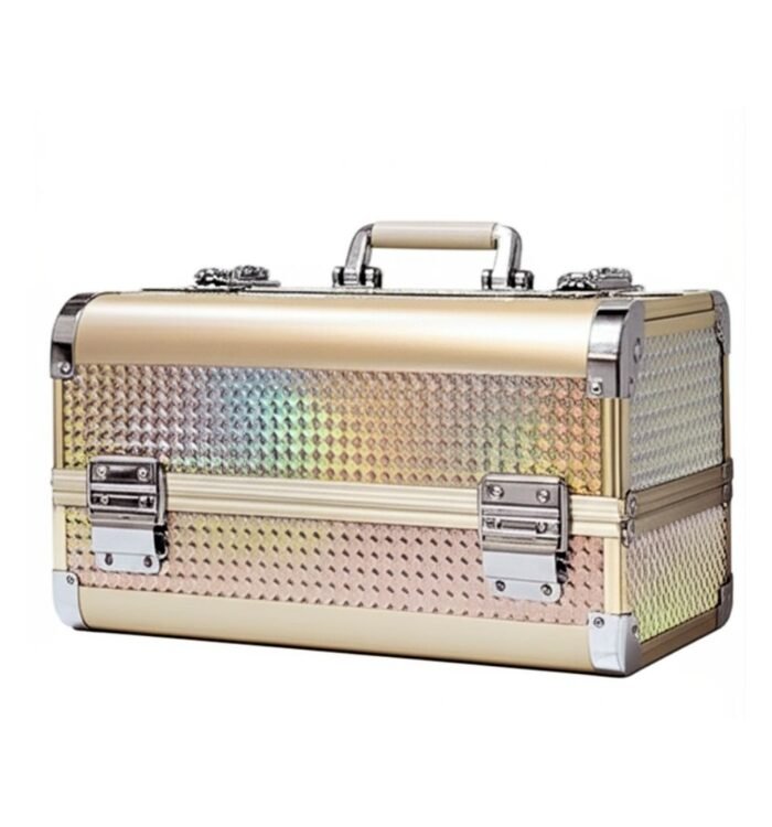 Aluminium Makeup Vanity Box Cosmetics Organizer – Golden Beige