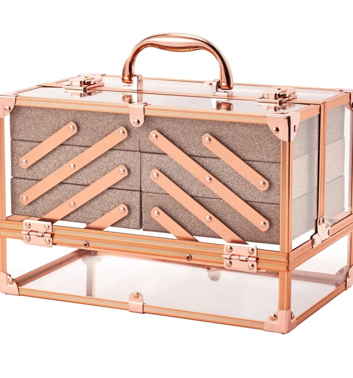 Rose Gold Transparent Makeup Vanity Case