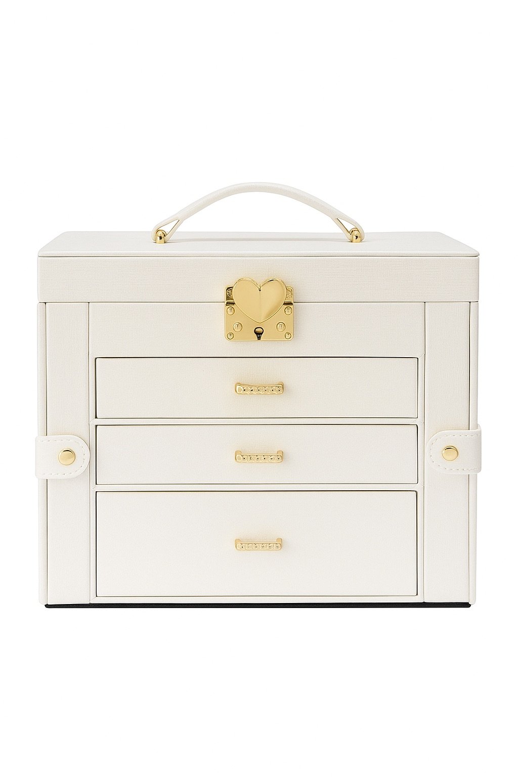 Luxury 3-Layer Jewellery Vanity Box with Mirror - Classic White