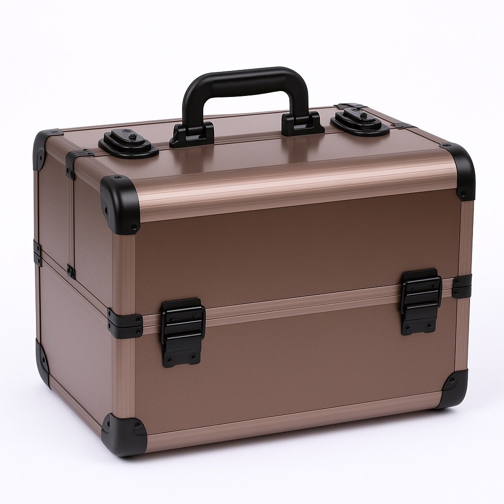 Metallic Makeup Vanity Case - Brown