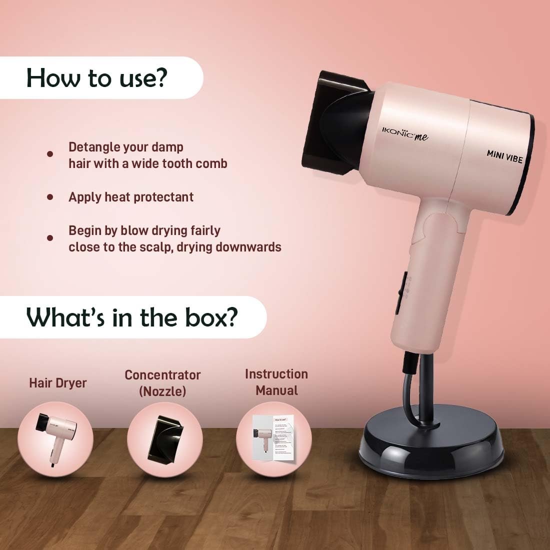 Ikonic Mini Vibe Hair Dryer 1200W - Image 7