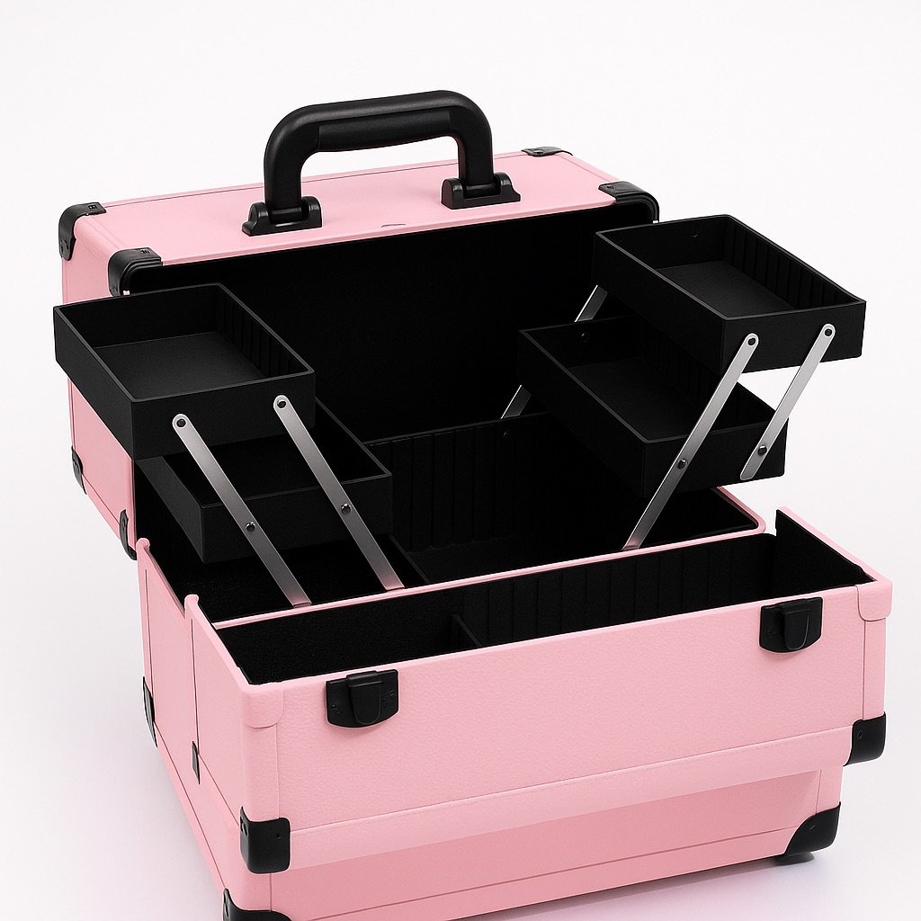 Makeup Vanity Box with Leather Finish - Pink - Image 2