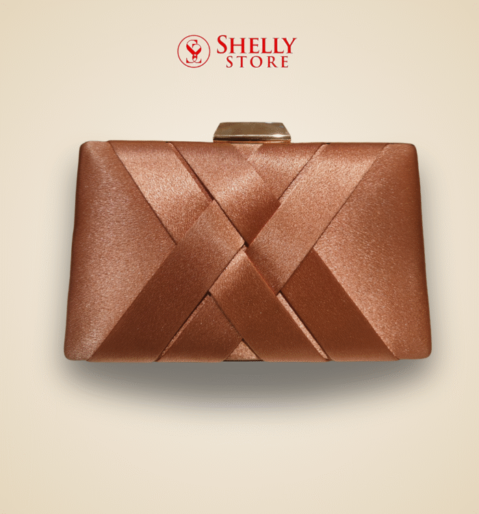 Elegant Bronze Satin Bridal Clutch