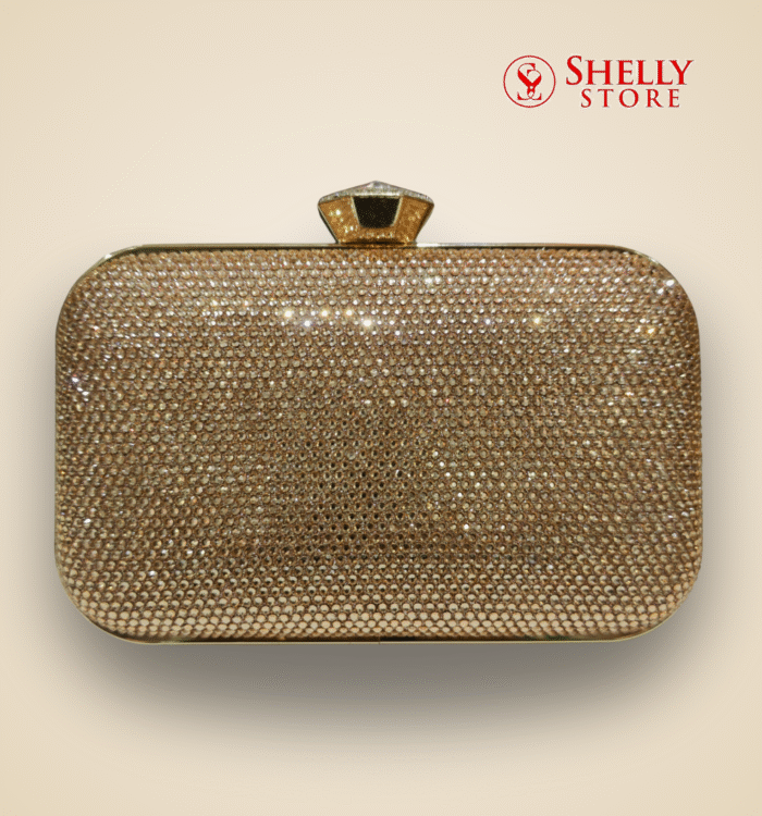 Gold Crystal Embellished Bridal Clutch Bag