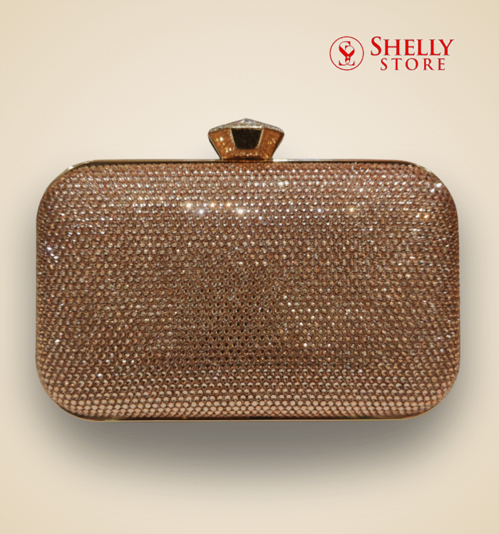 Rose Gold Crystal Embellished Bridal Clutch Bag