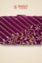 Purple Velvet Bridal Clutch with Diagonal Beadwork Embroidery