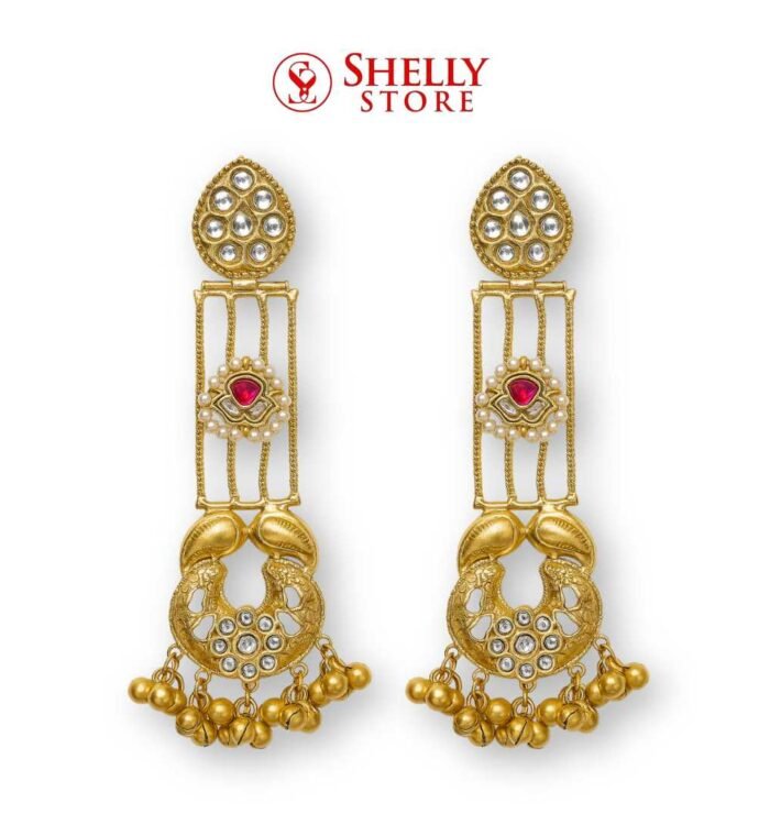 Ruby and Gold Dangler Earrings