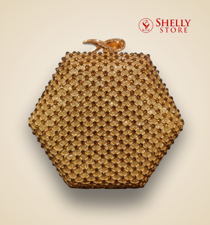 Hexagon Gold Crystal Clutch for Brides