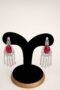 Red Stone Diamond Drop Earrings