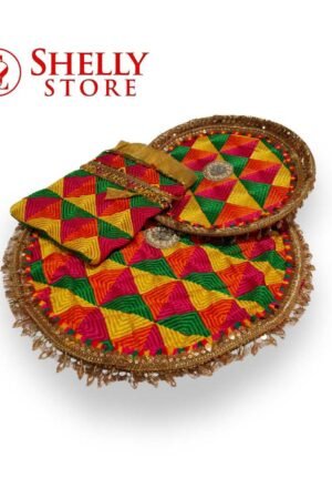 Traditional Multicolor Shagun Thali Set for Wedding Rituals – Ethnic Embroidered Design