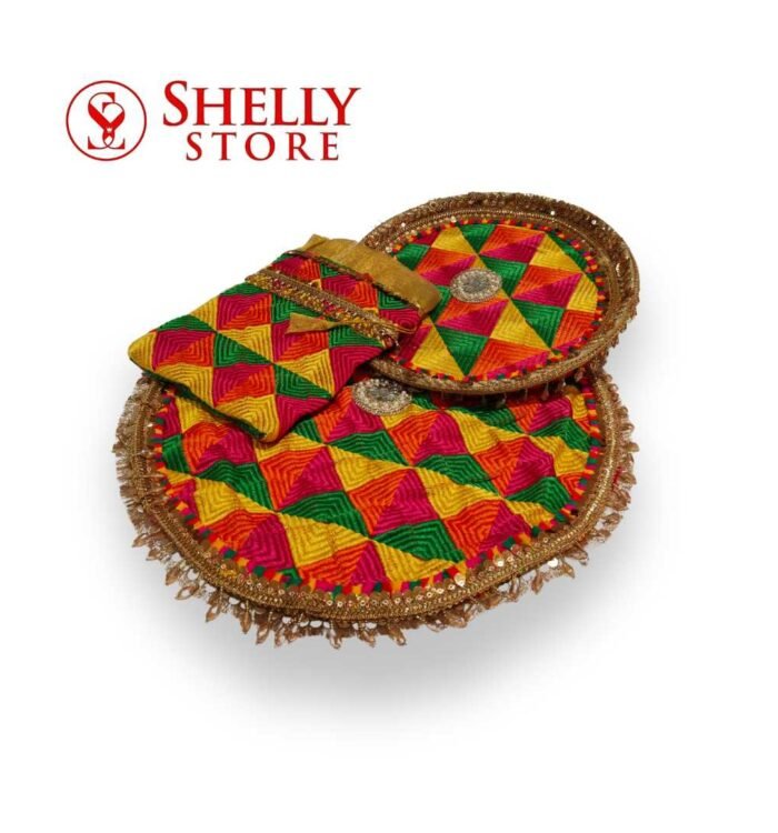 Traditional Multicolor Shagun Thali Set for Wedding Rituals – Ethnic Embroidered Design