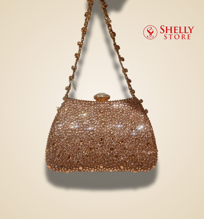 Rose Gold Crystal Studded Bridal Sling Bag