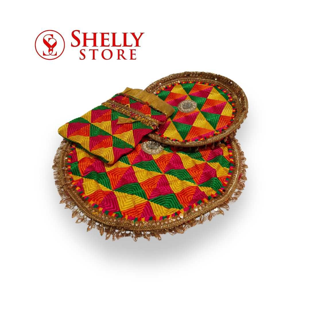 Traditional Multicolor Shagun Thali Set for Wedding Rituals – Ethnic Embroidered Design