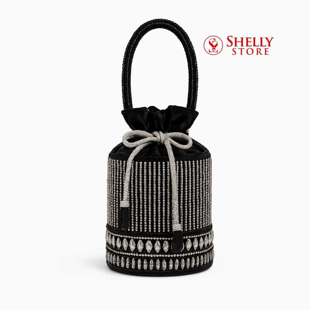 Elegant Bridal Potli Bag with Intricate Bead and Stone Detailing