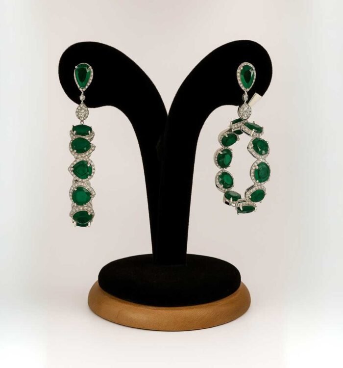 Emerald and Diamond Drop Earrings