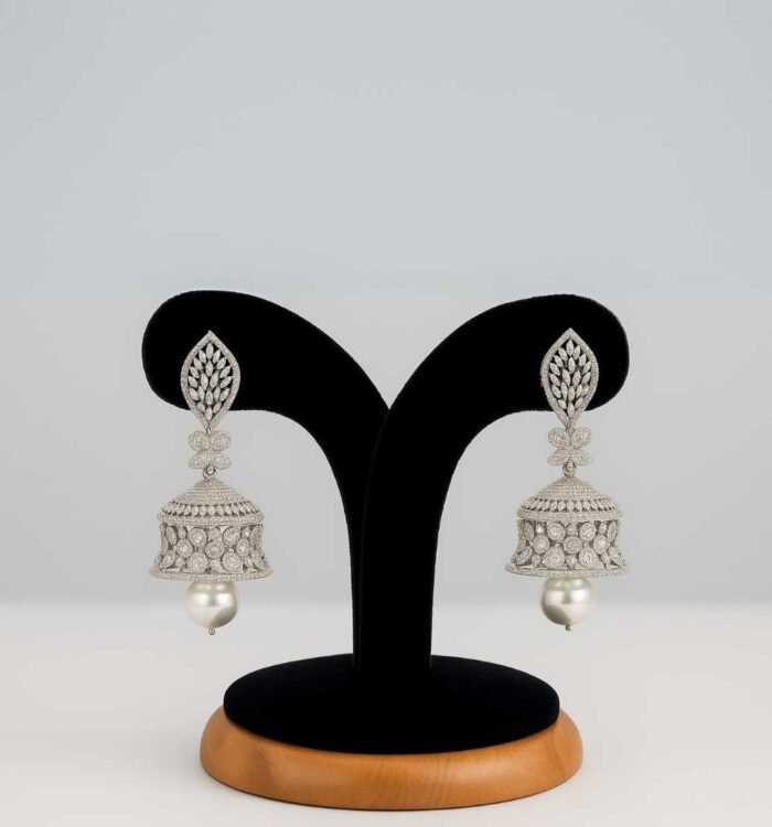 Diamond Pearl Jhumka Earrings