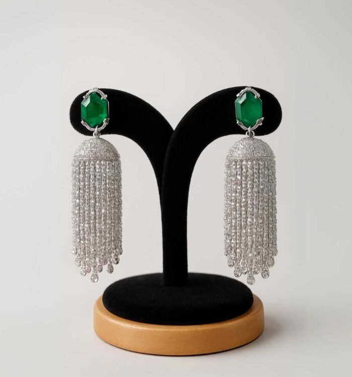 Emerald and Diamond Tassel Earrings