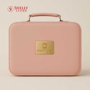 Pink LED Lighted Makeup Box Vanity with Adjustable Compartments