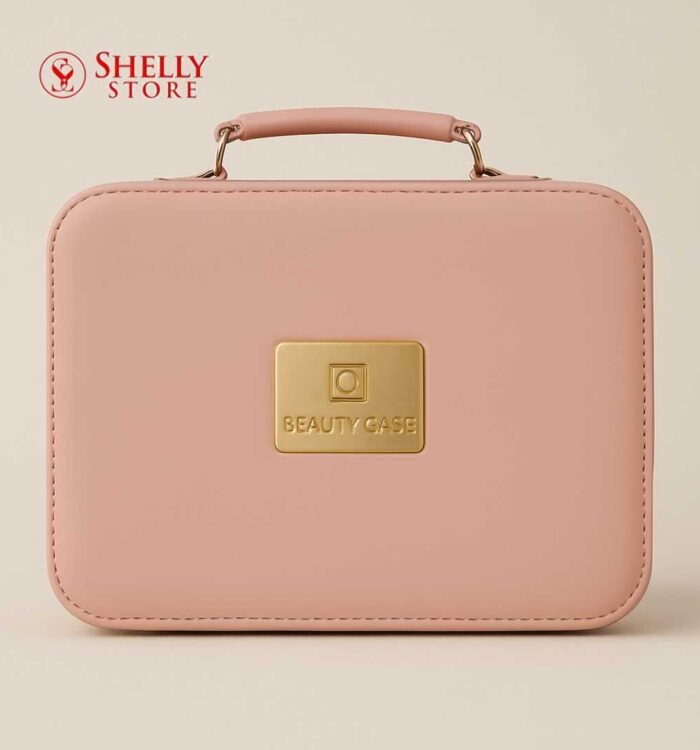 Pink LED Lighted Makeup Box Vanity with Adjustable Compartments