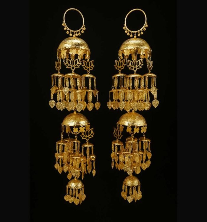 Multi-Tier Gold Bridal Kalira with Heart and Floral Charms