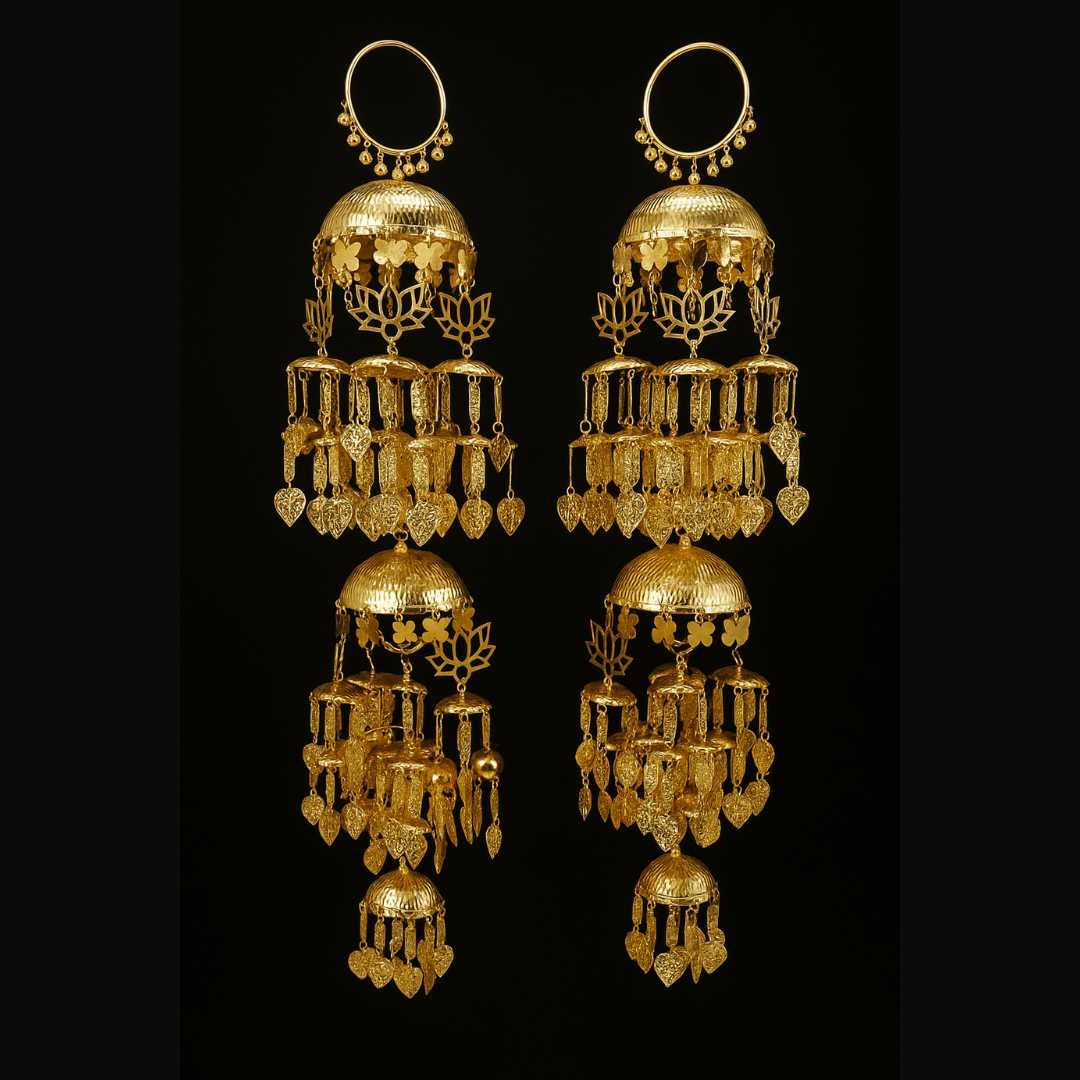 Multi-Tier Gold Bridal Kalira with Heart and Floral Charms