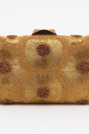 Bronze Sunburst Beaded Clutch