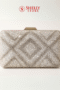 Diamond Pattern Silver Bridal Clutch