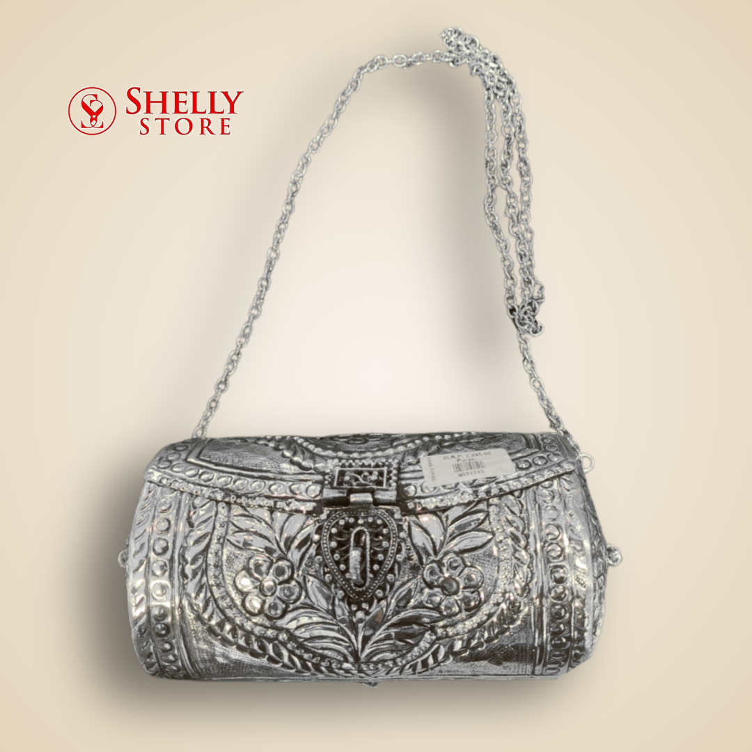 Silver Purse with Round Pattern for Bride