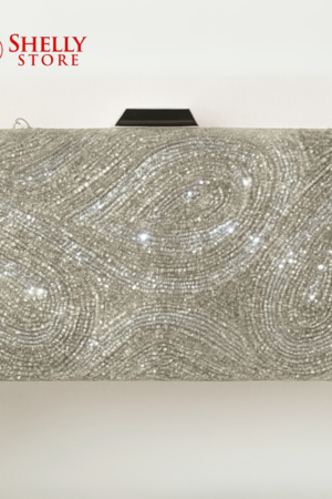 Swirl Sparkle Silver Bridal Clutch
